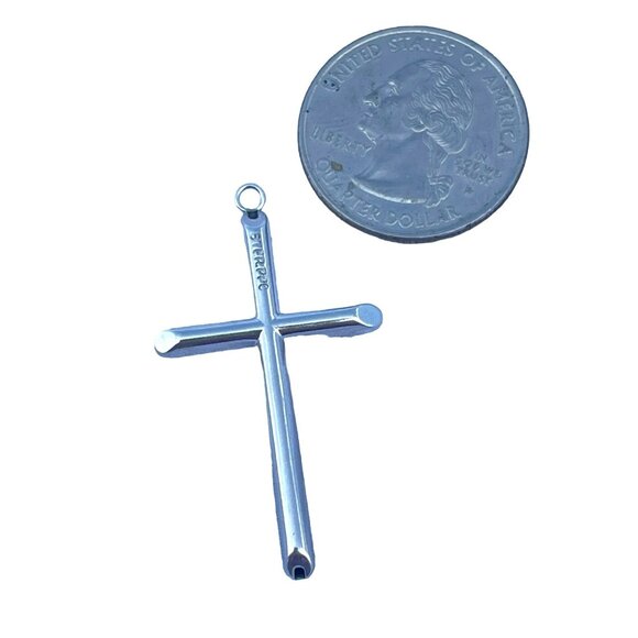 Sterling Silver Cross Pendant 925 Small Minimalist Design Religious Jewelry for - Picture 5 of 5